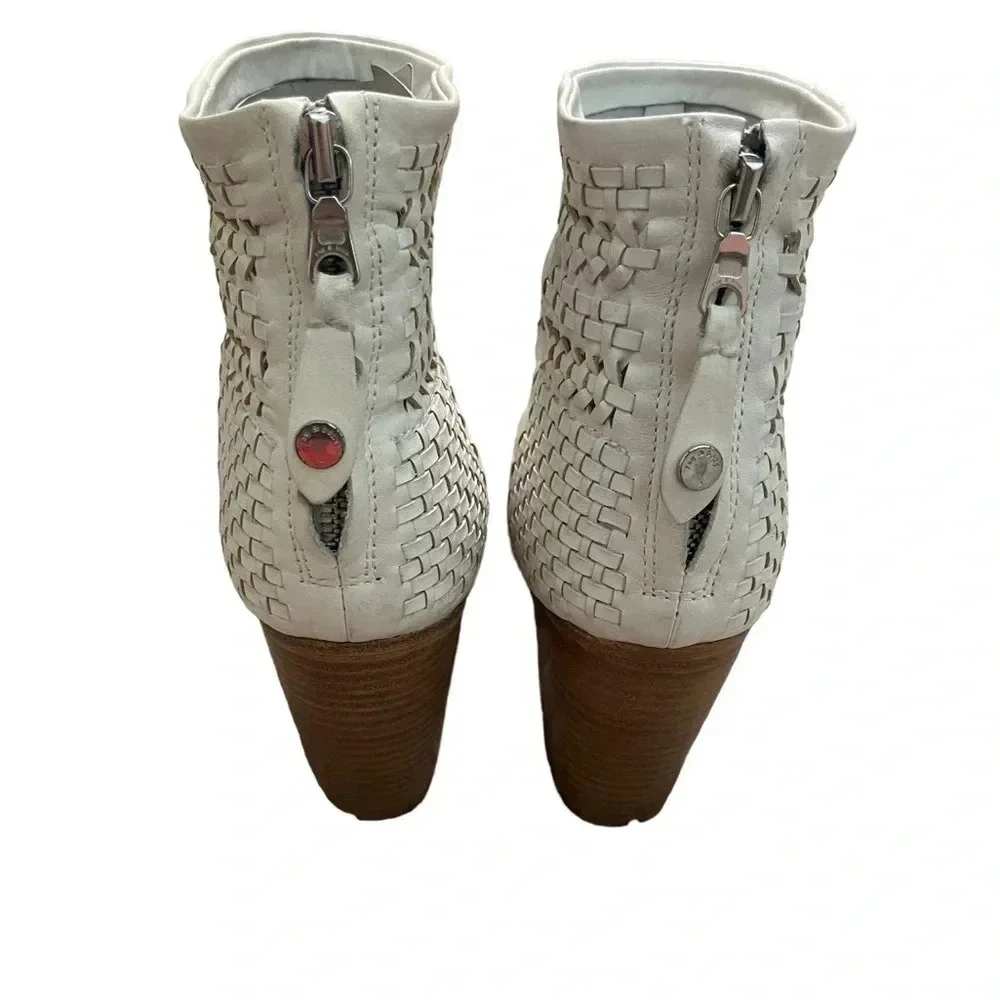 👢 Rag &‎ Bone Newbury Woven Leather Ankle Boots Ivory Size 10 $595 Retail 👢